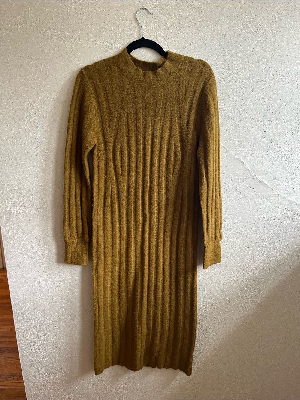 a new day Ribbed Long-Sleeve Sweater Dress in Mustard